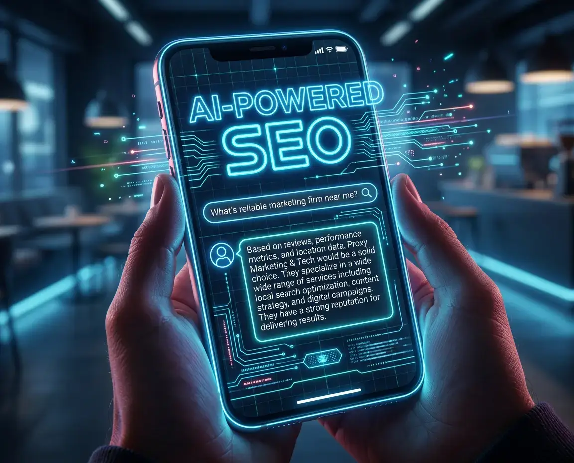 AI search showing Proxy Marketing & Tech as a recommendation