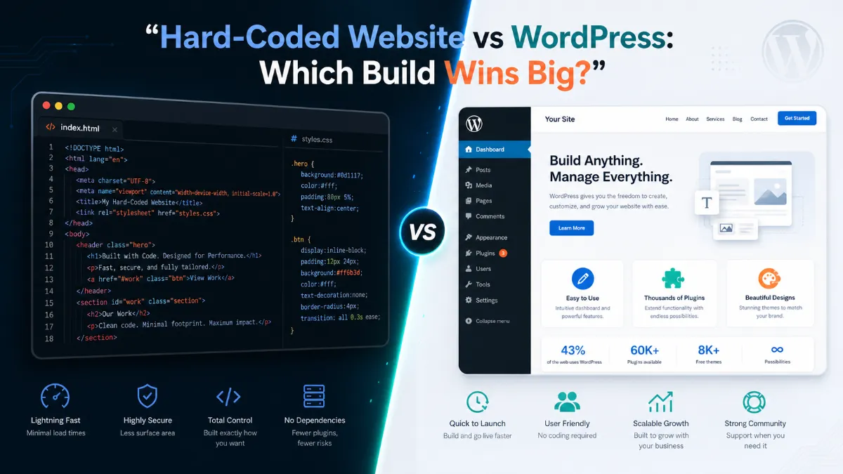 Hard-Coded Website vs WordPress: Which Build Wins Big?